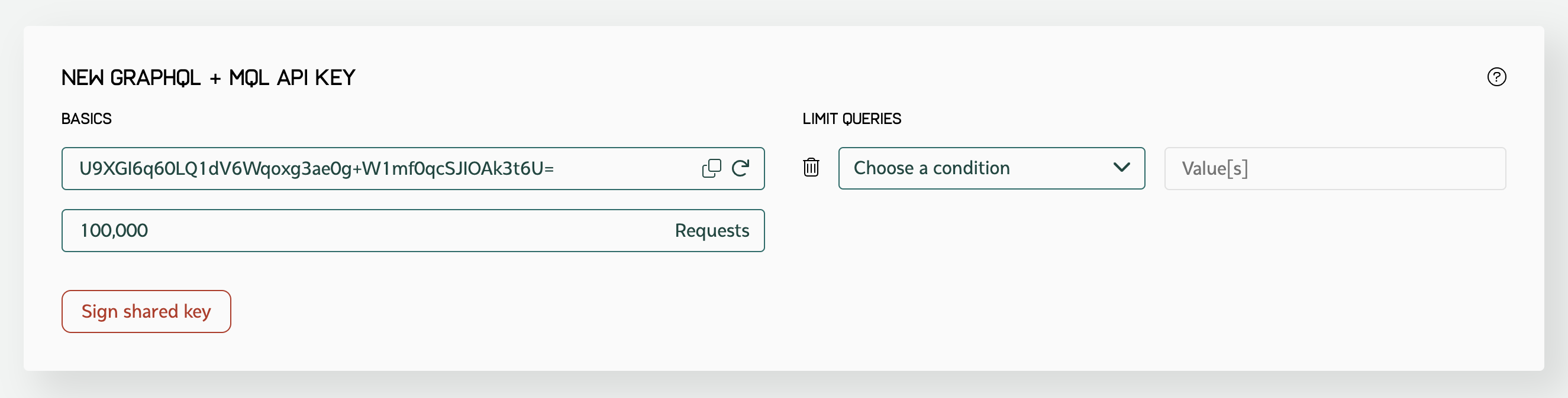 New GraphQL + MQL API Key form